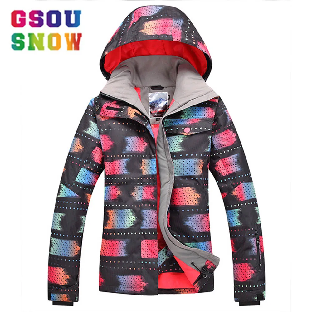 GSOU зимняя женская лыжная куртка теплая для девочек водонепроницаемая Теплая