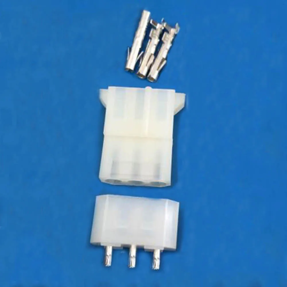 

10 Sets 5.08mm 3 Pin Female D Shape Plug+Straight Pin Welded Plate+Terminal for 18-24AWG Wire 8981 IDE ATX / EPS Power Connector