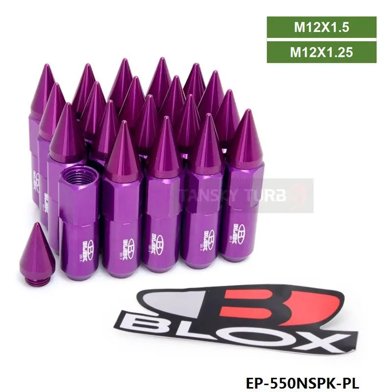 Blox колесные гайки M12X1.5/M12X1.25 Расширенный тюнер колеса диски Луг гайки Гонки Jdm EP-550NSPK-AF - Название цвета: Фиолетовый
