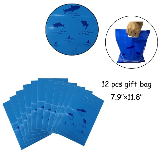 12pcs gift bags Акула, вечерние принадлежности, упаковка, тату-стикер в форме ожерелья, Акула, Подарочная сумка, браслет для детей под морем, Goody Bags - Цвет: 12pcs gift bags