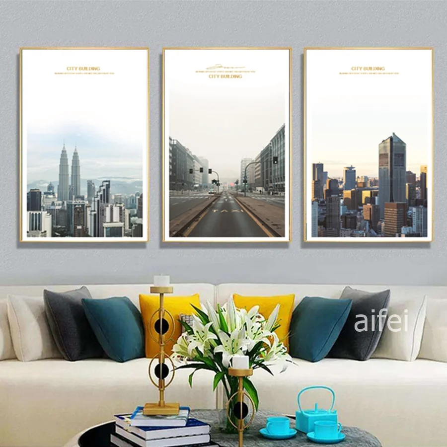 

Nordic Decoration Home Art Poster Minimalist City Architecture Landscape Canvas Painting Modular Wall Pictures For Living Room