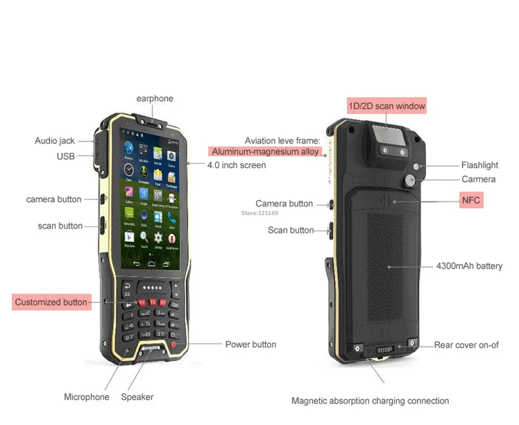 Портативный PDA 2D штрихкодов Android сканер 4 г LTE портативный терминал сбора данных