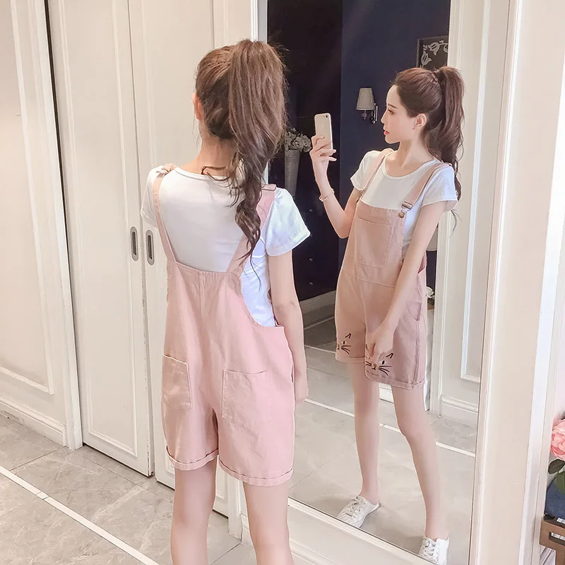 2018 новый Для женщин летние джинсовые шорты деним Harajuku милые Cat Face вышивка