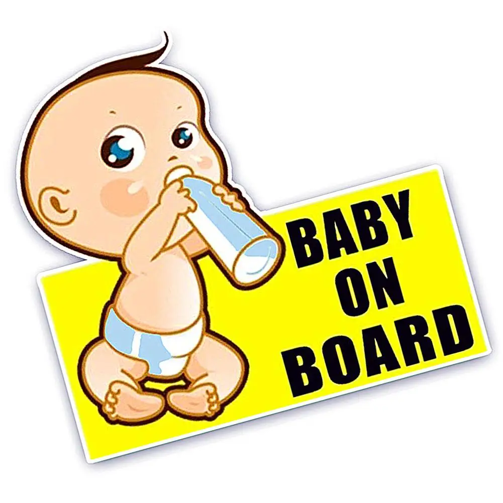 Car Sticker Lovely Cartoon Baby On Board Pattern Reflective Warning Waterproof Beautiful Graphic Decoration | Автомобили и