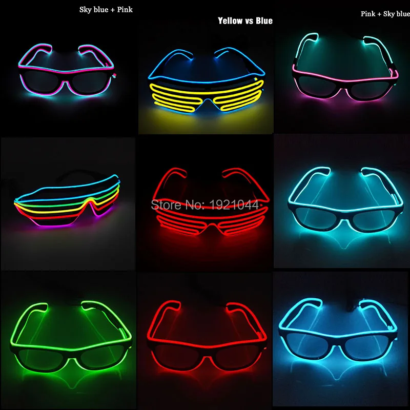 10 цветов светящиеся светодиодные очки EL wire вечерние светильник Яркий светящийся