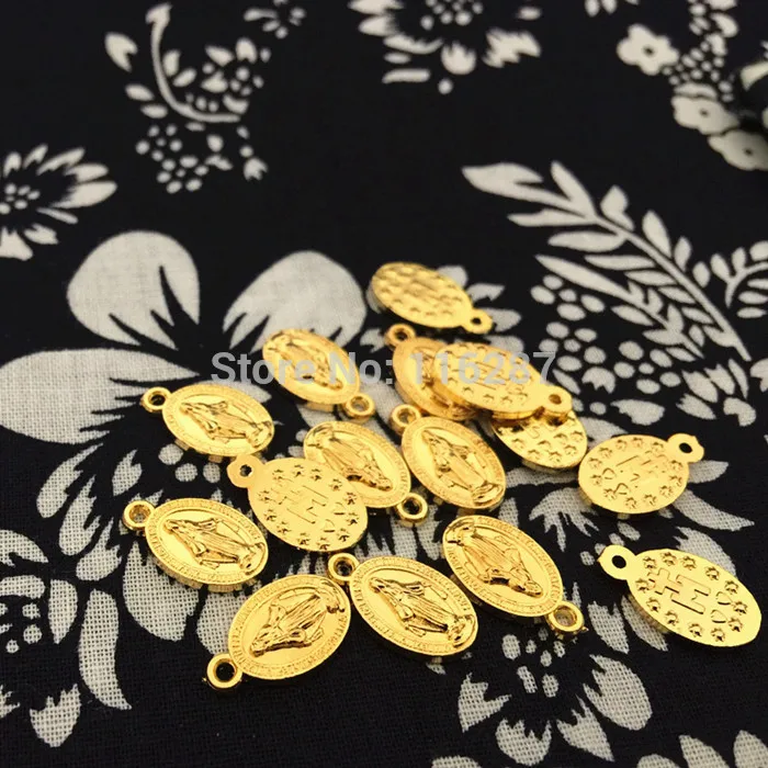 50 pcs Catholic Miraculous Medal Charms medals Virgin Mary alloy gold silver bronze plated
