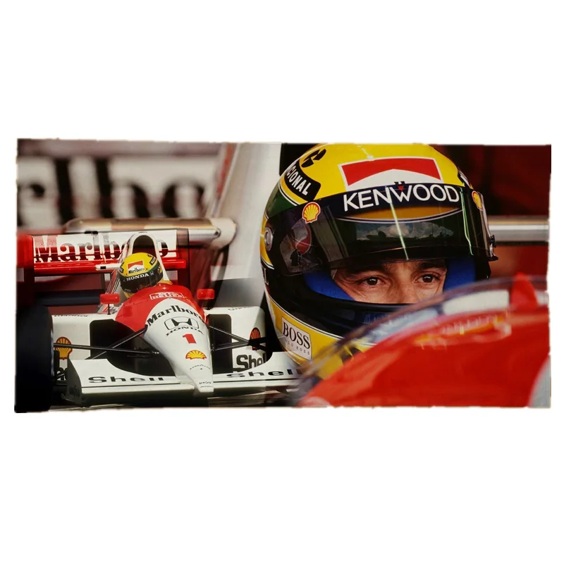 Крутое мужское пляжное спортивное полотенце с коллажем Айртон Сенна из