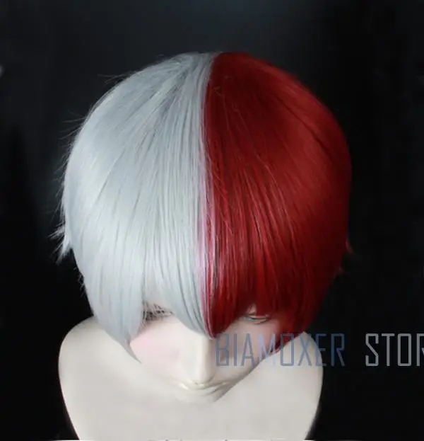 

My Boku no Hero Academia Shoto Todoroki Shouto Short Sliver White And Red Heat Resistant Cosplay Costume Wig