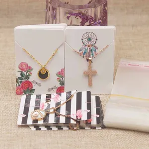 Картонные картонные карты для сережек 5x7 см, 200 штук + 100opp мешков, 4 однотонные картонные карты для демонстрации ювелирных изделий