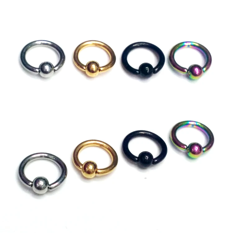 Модные панк BCR круглые серьги цвет золотой черный нержавеющая сталь мяч концы