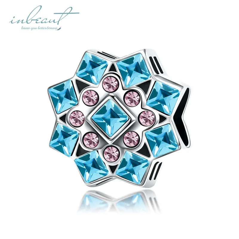 Серебряный S925 fit Pandora браслет Маргаритка Снежинка Единорог Жук бусины кролик 925 DIY Циркон Скелет перо мир руки талисманы - Цвет: FSCC969