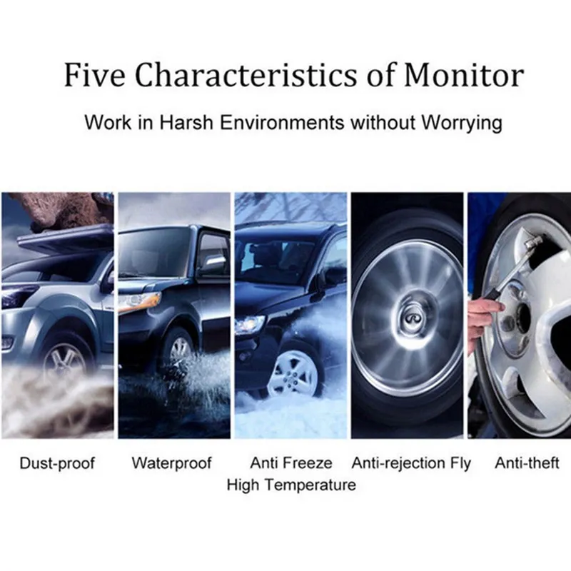 

TPMS Wireless Tire Pressure Gauge Solar Power Smart System Car Tire Manometer Auto Tyre Pressure Alarm System LCD Display