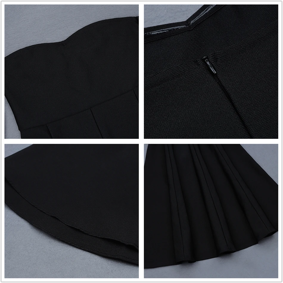 2018 winter new black sexy Christmas party dress strapless ruffle mermaid banquet short sleeve long bandage | Женская одежда