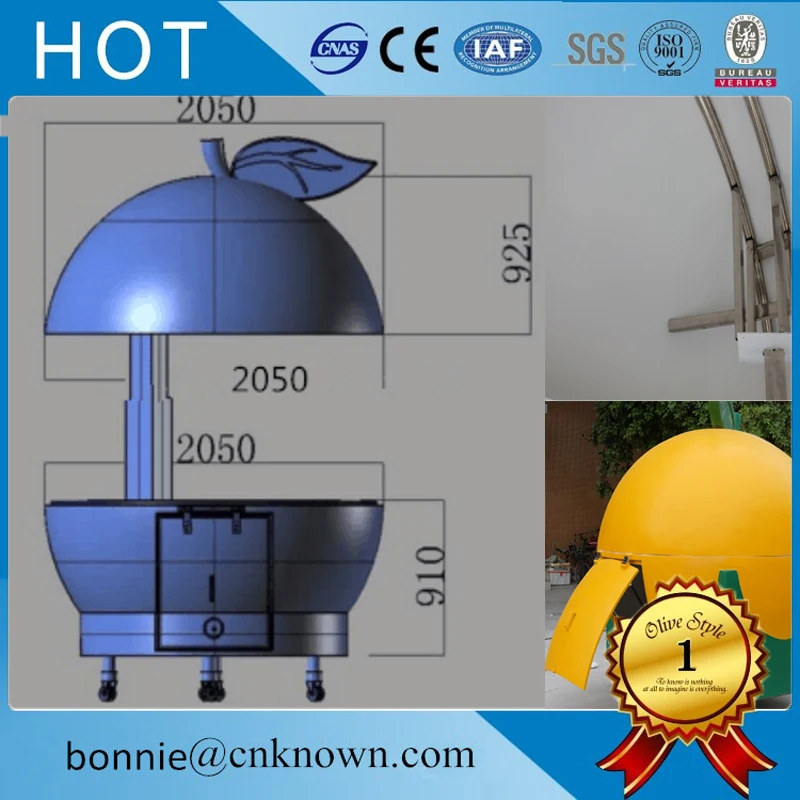 Горячая продажа Подгонянный оранжевый арбуз еда корзина уличная киоск фруктовая