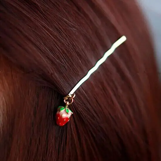 Новинка зажим для волос с подвеской в виде клубники челки ювелирные изделия