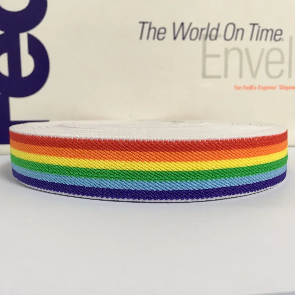 Эластичные лямки на подтяжках с радужными полосками LGBT 12 метров 1 дюйм 25 мм