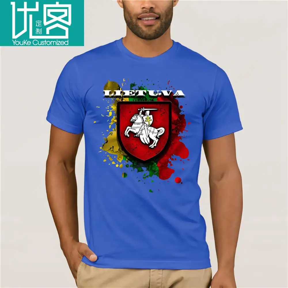 100% t shirt 2018 Fashion men t-shirt Lithuania Gift T-Shirt National Attributes Flag And Vytis | Мужская одежда