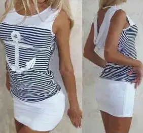 Новое модное тонкое Полосатое платье с якорем сексуальное детское