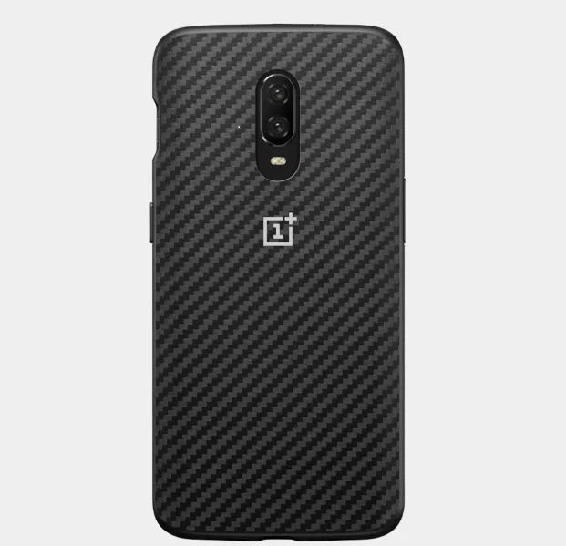 Оригинальный чехол OnePlus 6T Karbon Material Aramid Fiber PC Back Cover Shell Sandstone Carbon Official для OnePlus6T Half-round on.