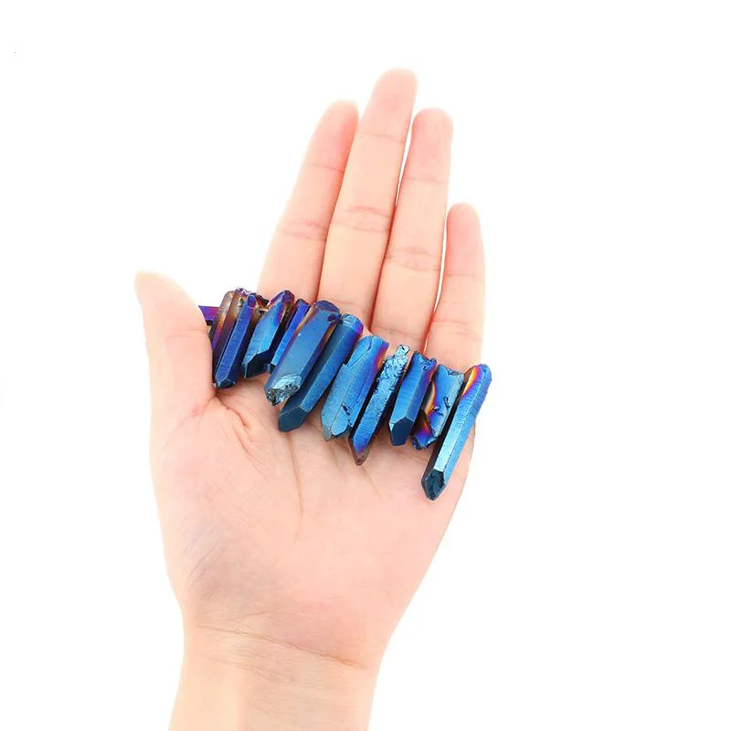 Камдоу DANLEN Друза природного камня Rock Raw Quartz Pillar синее титановое покрытие Beads 15