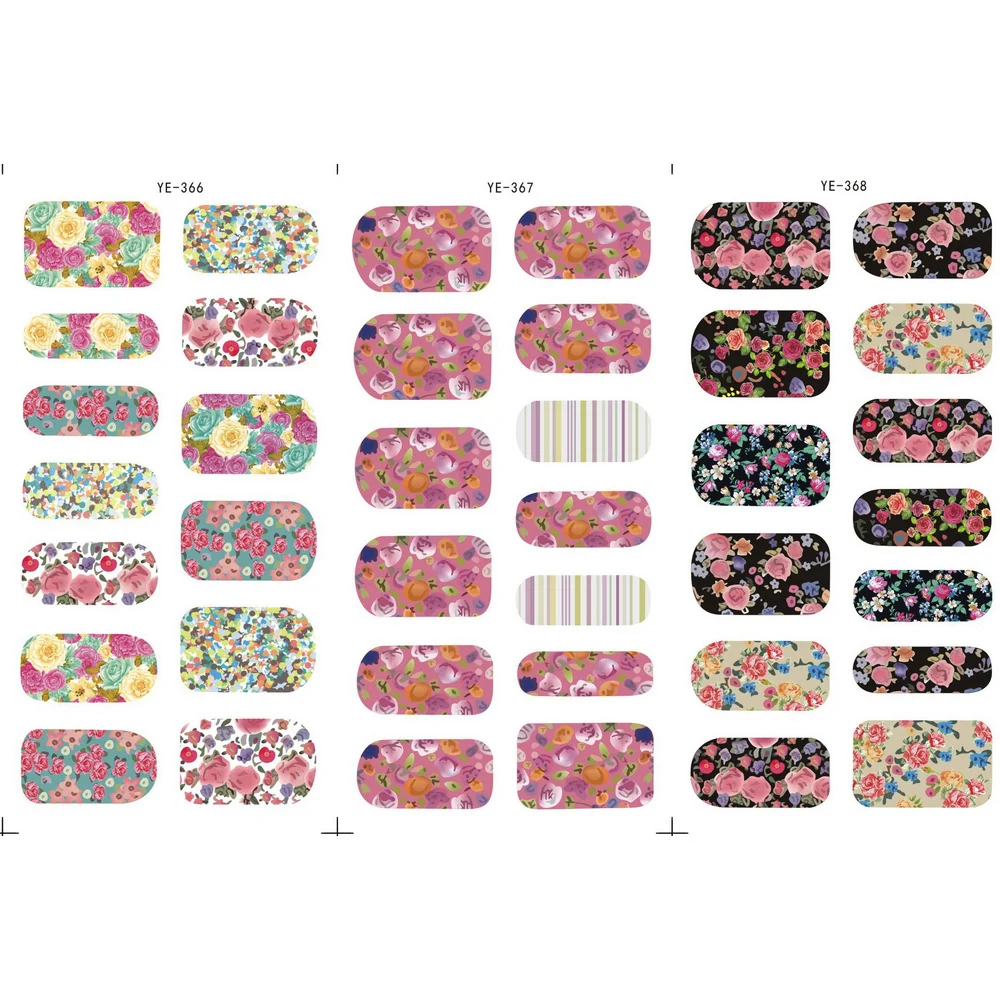 

3 PACK/ LOT WATER TRANSFER DECAL NAIL ART NAIL STICKER FULL COVER FLOWER VINE GRASS YE366-368