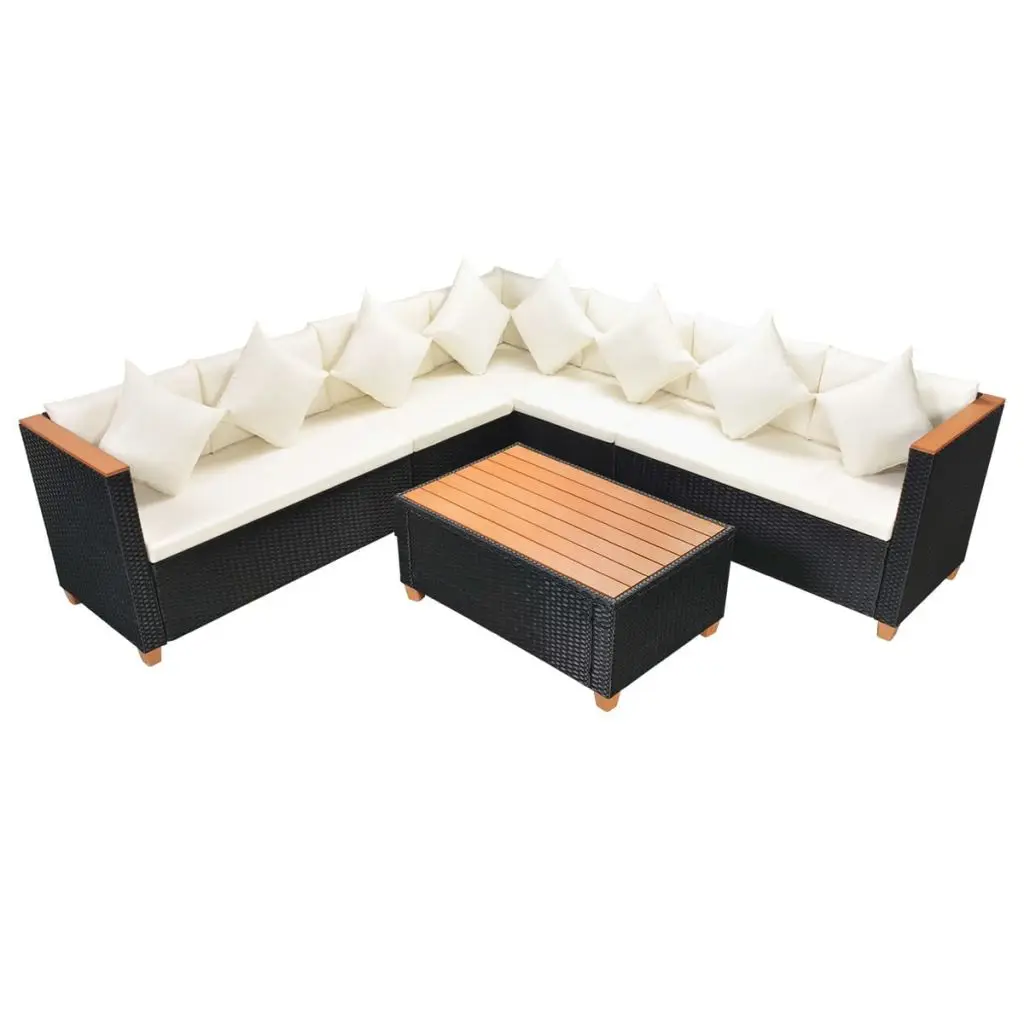 VidaXL 25 шт. сад диваном поли ротанга фанеры/WPC Топ черный|poly rattan|rattan setgarden set |