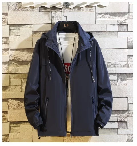 Синий KUYO, мужская куртка S M-8XL, мужская куртка с капюшоном, Солнцезащитная повседневная куртка, ветровка в стиле хип-хоп, весенняя одежда для мужчин, Veste Homme размера плюс - Цвет: Синий