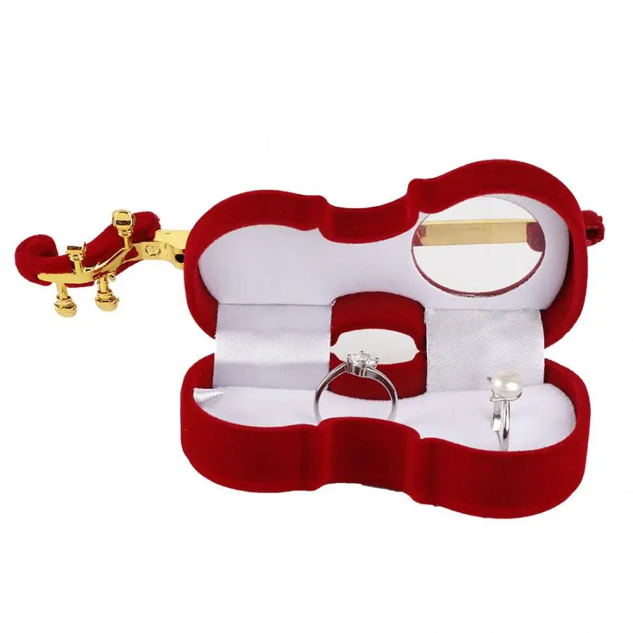 Ожерелье из фланелевой ткани Подарочная коробка с кольцом в форме скрипки для