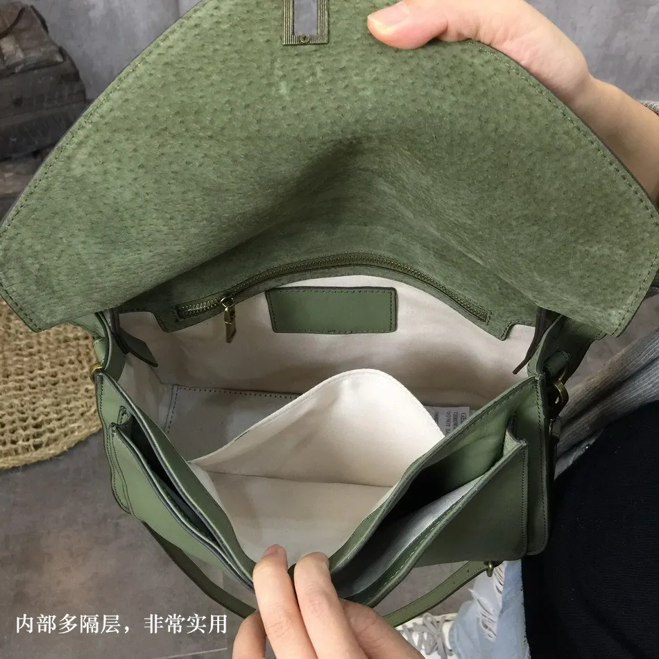 Деловой Повседневный женский портфель из натуральной кожи, женская сумка с замком для путешествий, большая зеленая простая сумка через плечо