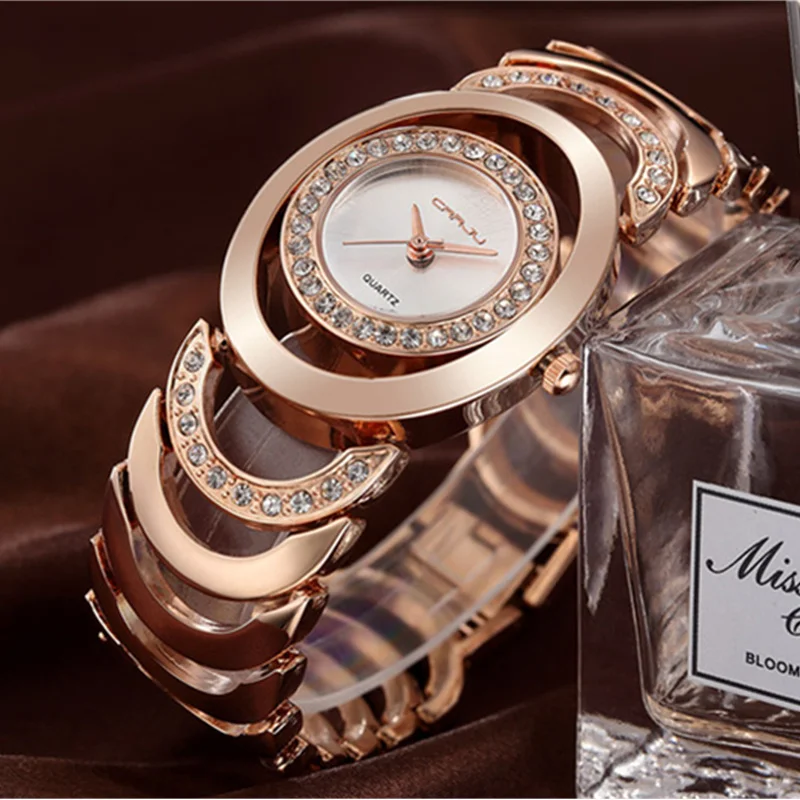 CRRJU Fashion Casual Wrist Watch Women Rose Gold Bracelet Watches Rhinestone Clock Relogio Feminino Dames Horloges Vrouwen | Наручные
