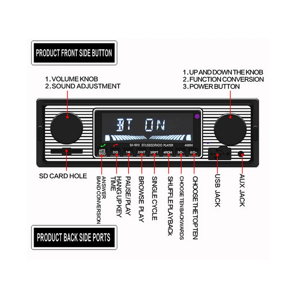 Классическое автомобильное радио FM ретро Bluetooth стерео mp3 плеер USB автомобильный