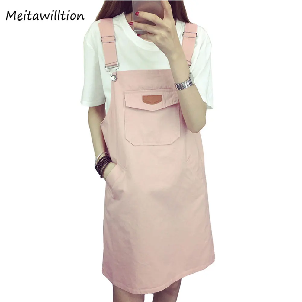 Женский сарафан с передними карманами короткое платье без рукавов в Корейском