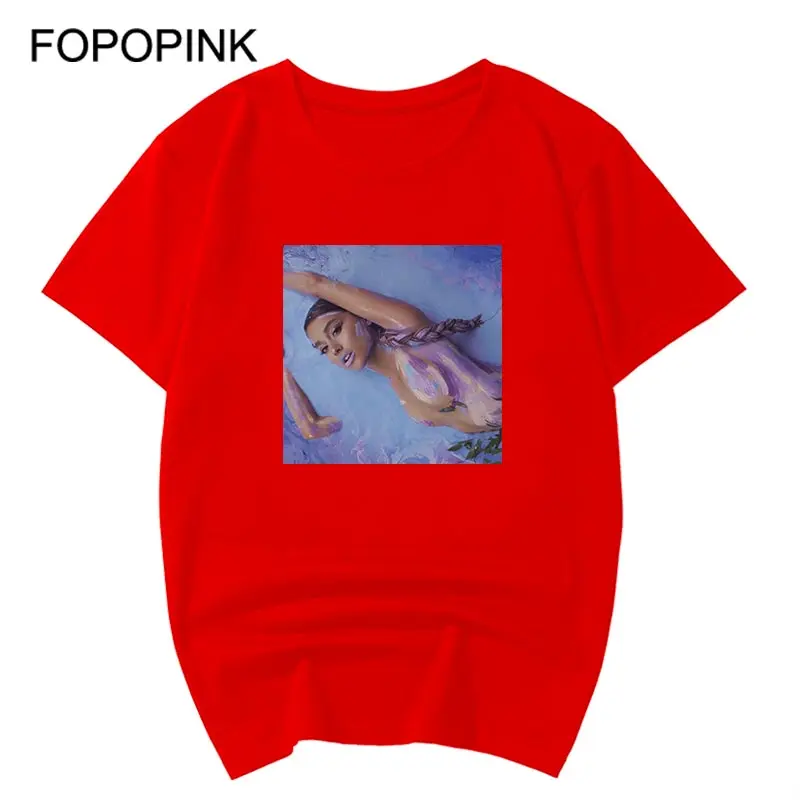 Женская футболка с принтом Ariana Grande God Is Woman, Забавные футболки, Camiseta Feminina, короткий рукав, круглый вырез, Хлопковая мужская футболка, топы Z40 - Цвет: red ariana