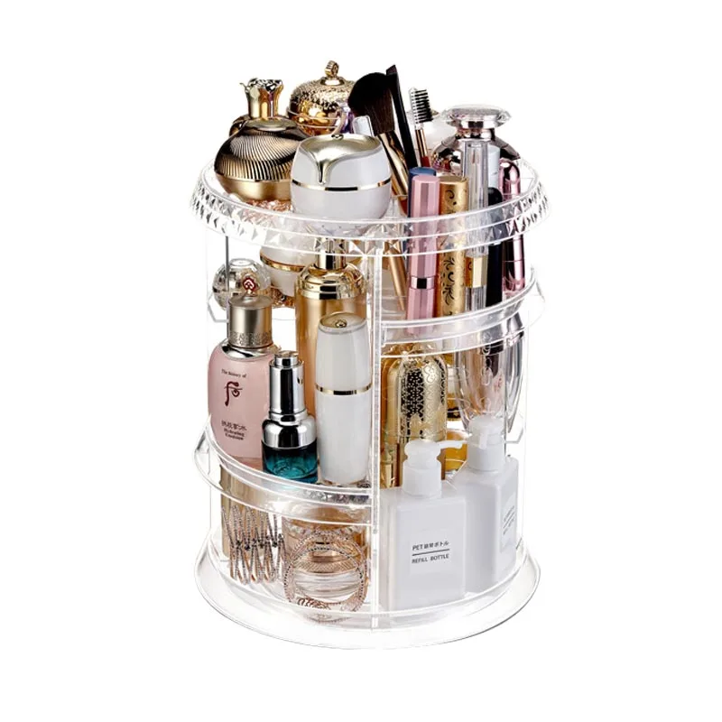 Акриловая коробка для хранения косметики вращающаяся на 360 градусов стойка