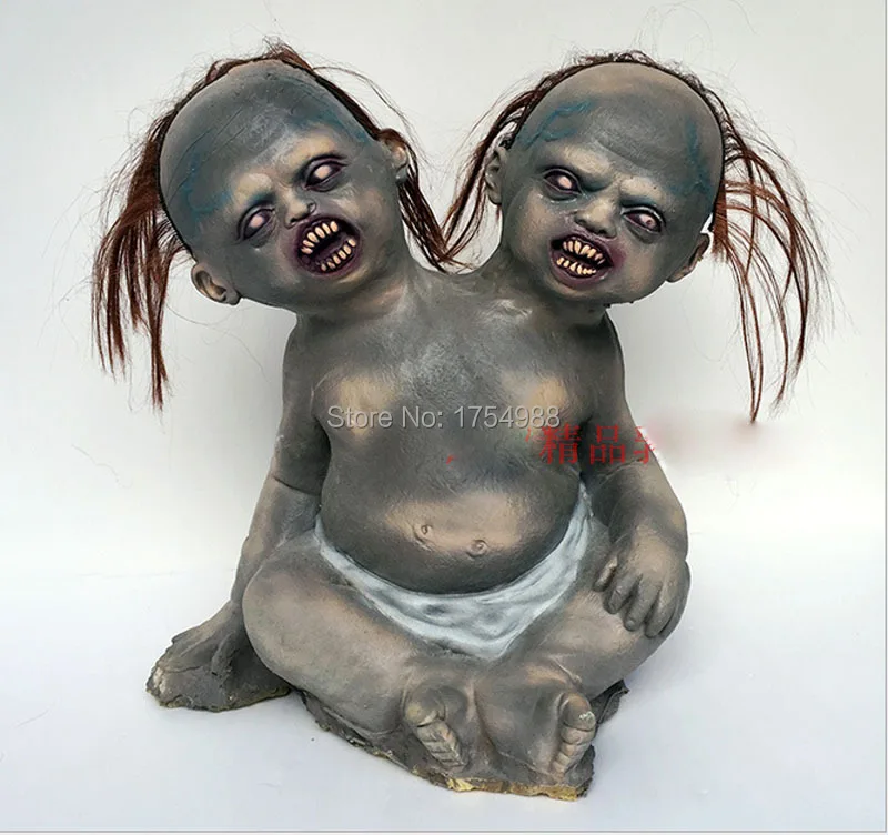 Хэллоуин Вечеринка Реквизит ужас двойная голова кукла дом с привидениями