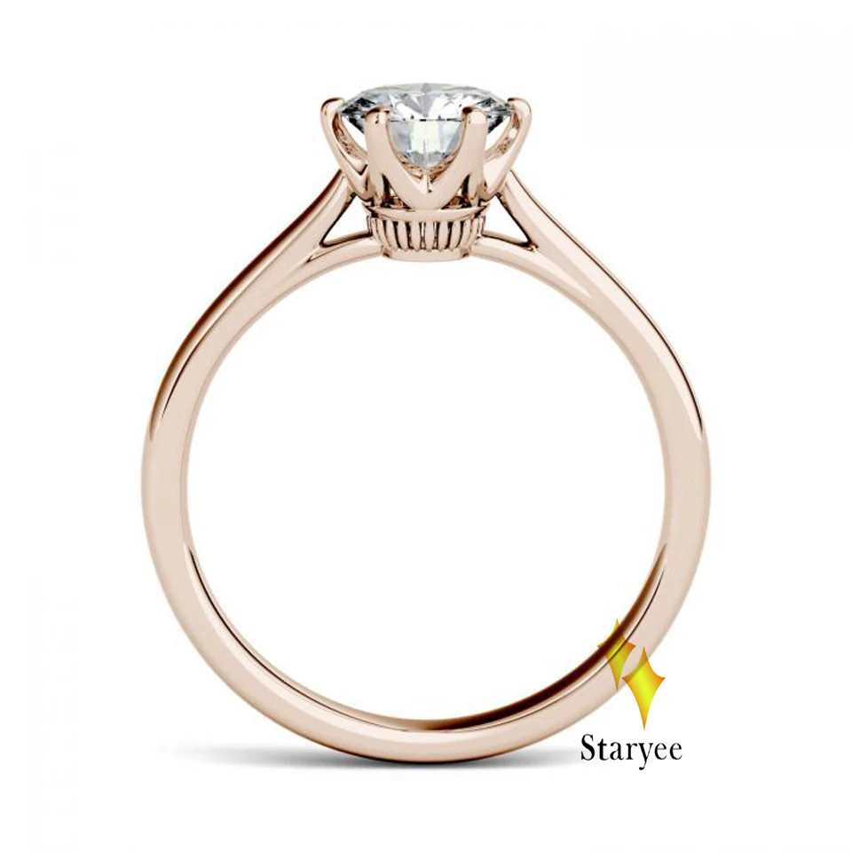 Charles Colvard кольца с муассанитом для женщин VVS GH 1.0ct Настоящее 18 к одноцветное обручальное кольцо из розового золота Романтический вечерние подарок драгоценные ювелирные изделия