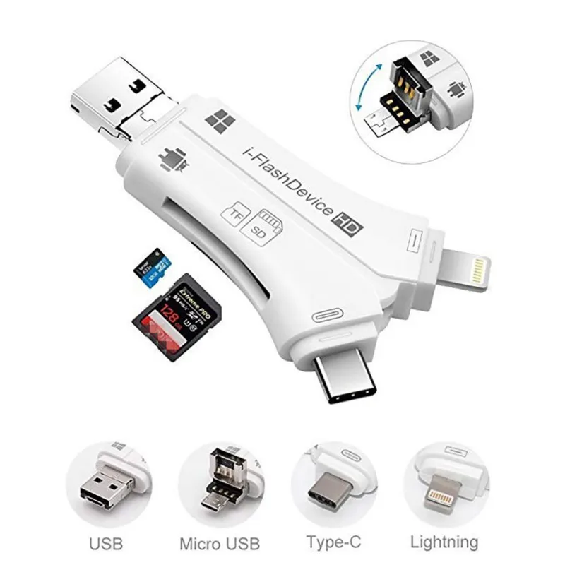 Мини камера SD/TF карта просмотра для iPhone IOS для Ipad Android системы телефонов Laptap PC для Lightning/type C/Micro USB2.0 OTG порт