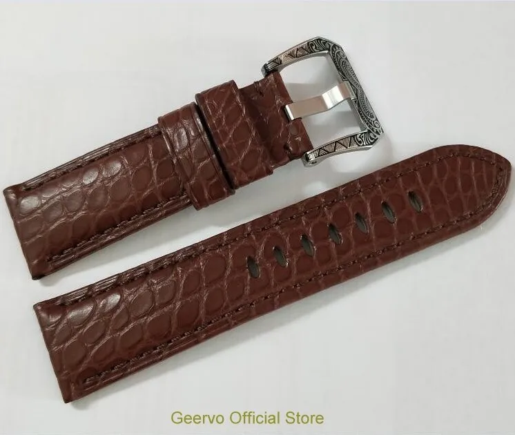 Ремешок для часов 24 мм коричневый ремешок из натуральной кожи крокодила с