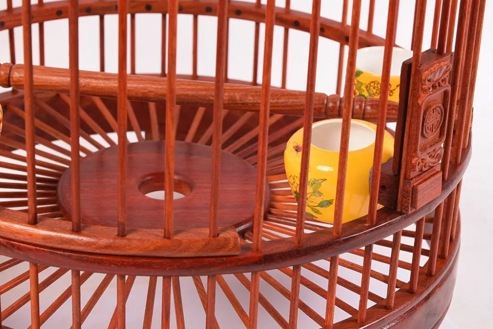 Chinese Classical Zambian Rosewood birdcase with scroll grass pattern red wood Birdcage Boutique gradening handmad bird cage mew | Дом и сад
