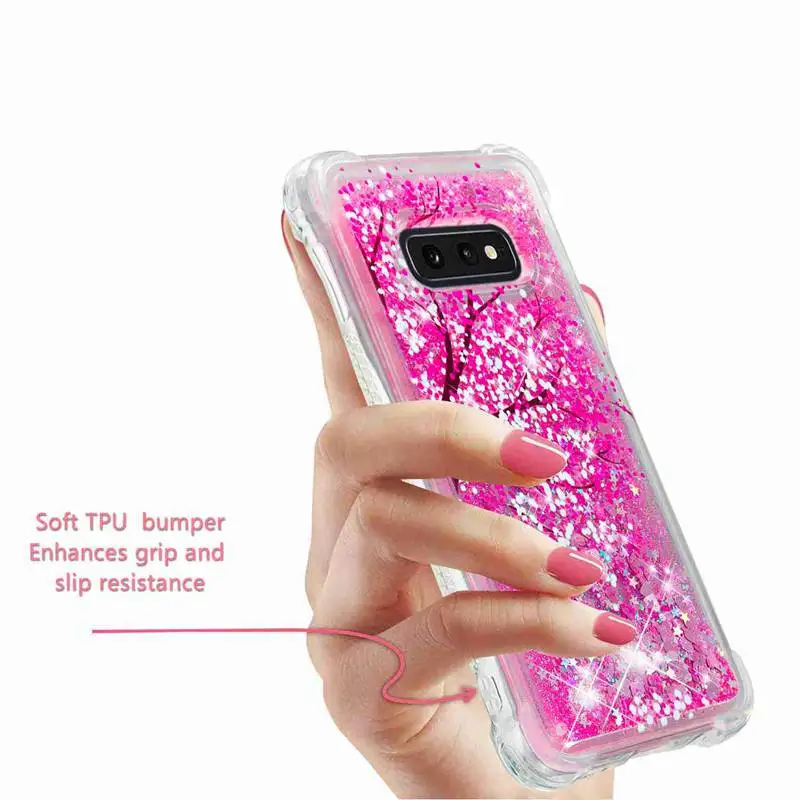 Phone Case For Samsung Galaxy S10 Lite Plus Glitter Shine Shockproof Quicksand Flower Back Cover Lovely S10e TPU Soft |