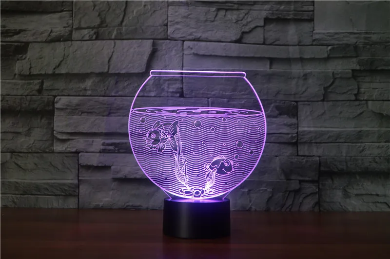 

Novelty Fish Tank 3D Led Night Light Acrylic Illusion USB RGB Table Desk Lamp for Home Decor Kids Birthday Gift