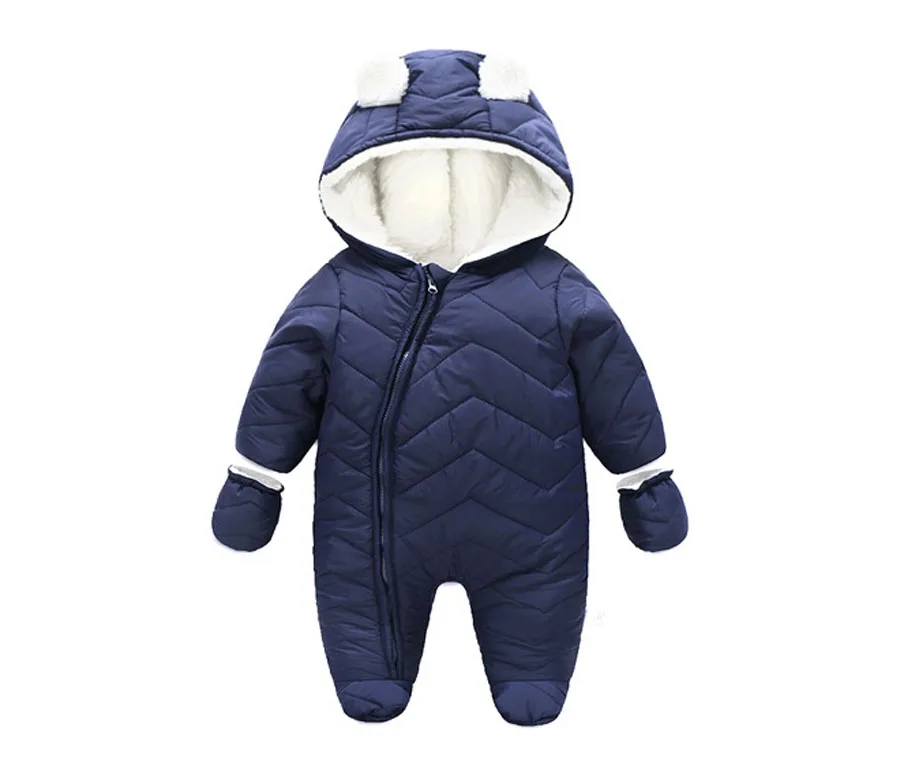 C01 Navy blue IYEAL/Новинка; теплые детские комбинезоны; зимняя одежда для малышей; флисовые бархатные комбинезоны для новорожденных; Одежда для мальчиков и девочек; комбинезоны для малышей - Цвет: C01 Navy blue