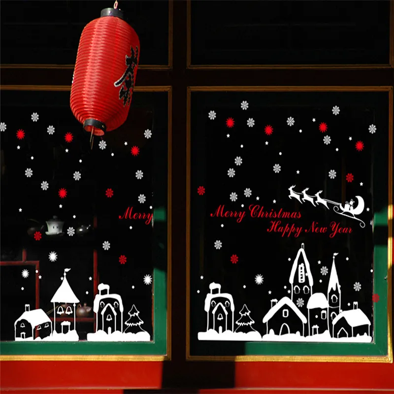 Наклейка на окно с рождественской снежинкой зимние наклейки стену детская