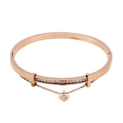 rose gold Женский браслет высокого качества браслет из нержавеющей стали модный кулон сердце ювелирные изделия Стразы дизайнерские браслеты Лидер продаж - Окраска металла: rose gold