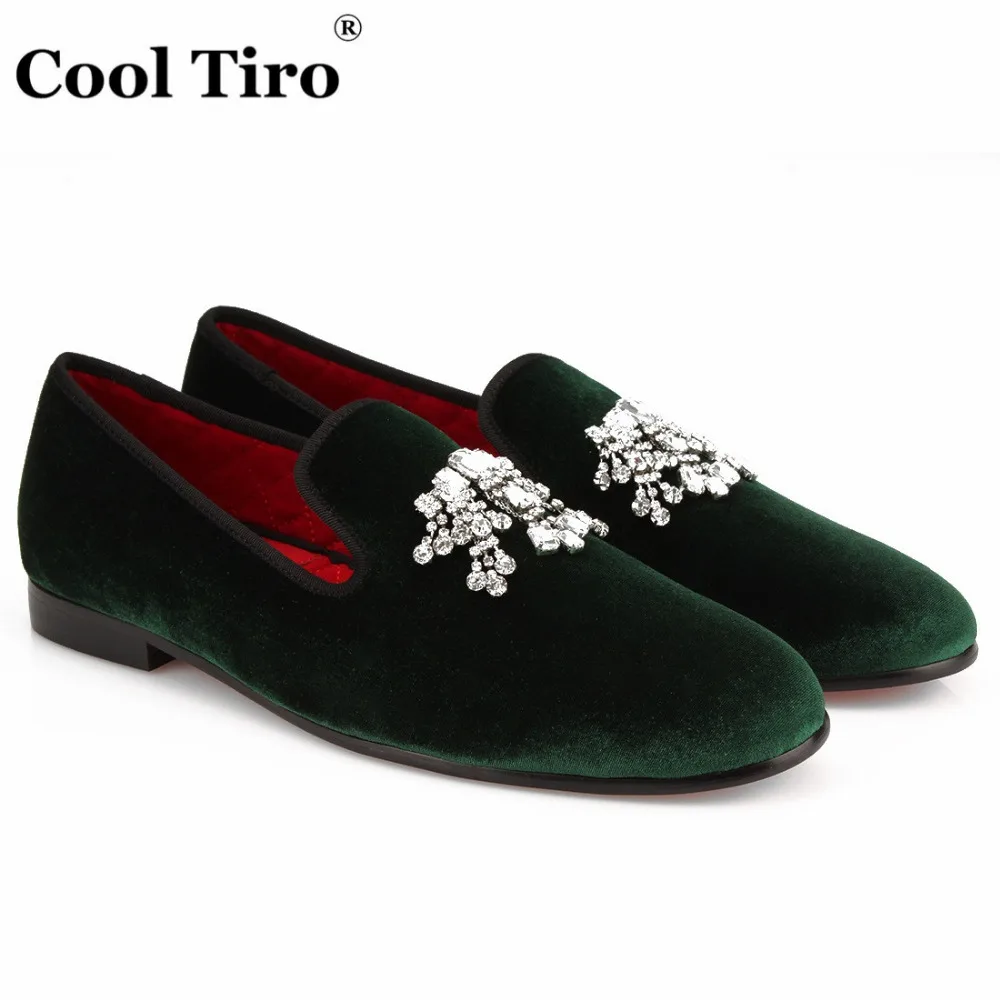 COOL TIRO/Новые Зеленые мужские модные бархатные Лоферы без шнуровки на плоской