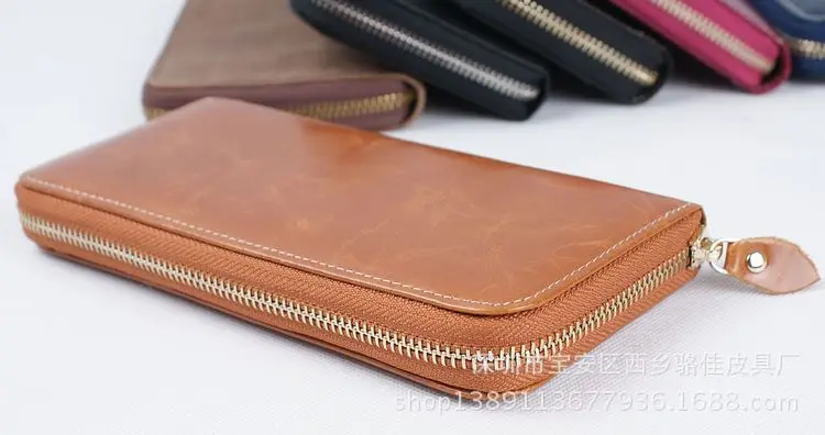 Унисекс длинный женский кошелек для сотового телефона большой кошелек для монет мужской из натуральной коровьей кожи держатель для карт на молнии вокруг денег сумка ручной работы