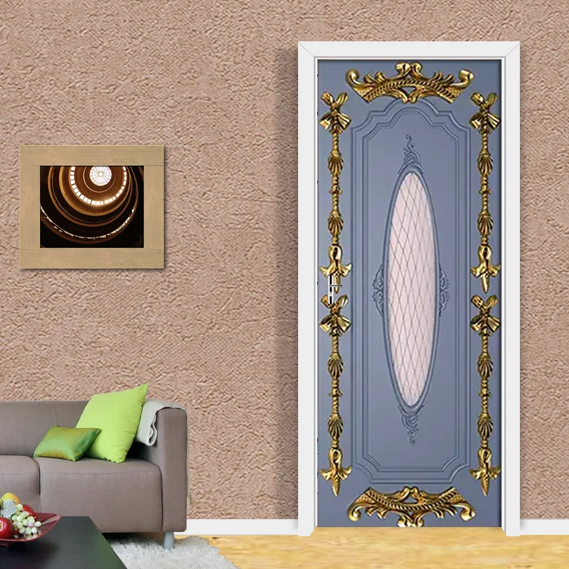 Европейский 3D синий креативный художественный стикер для двери ПВХ