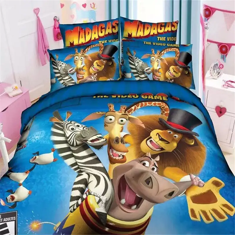 Комплект постельного белья из мультфильма Disney мадагаскарского 3D для детей декор