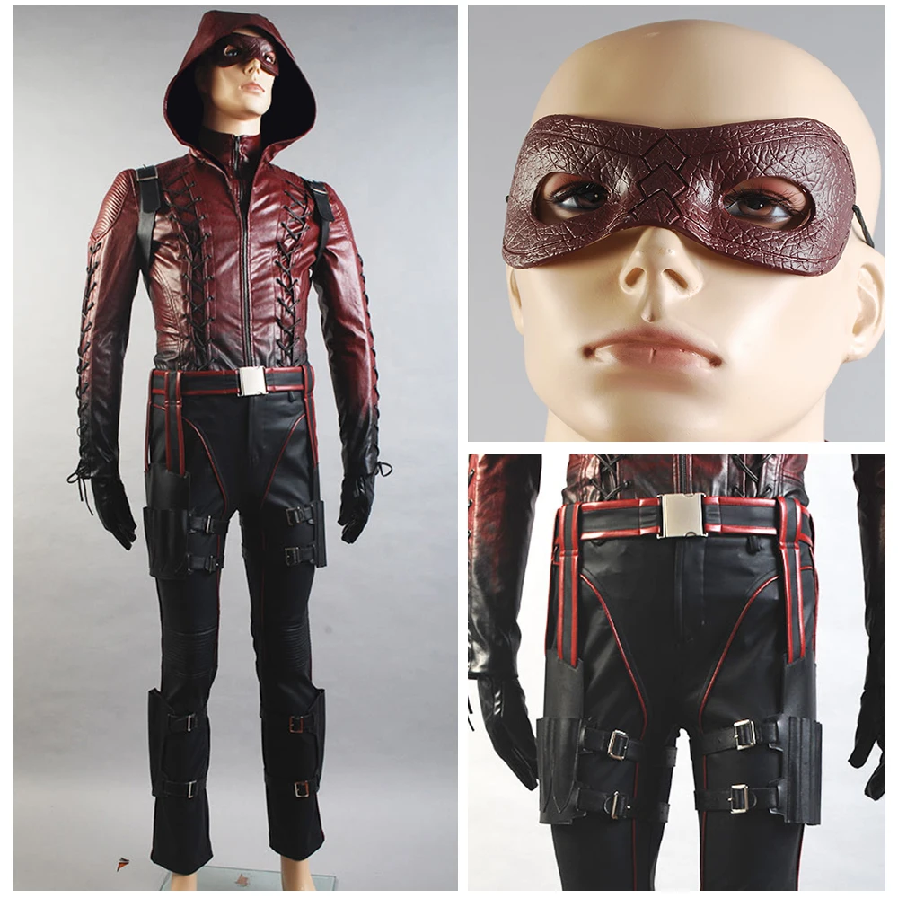 Стрела Сезон 3 Красная стрела костюм Рой Харпер Arsenal косплей красный Pleather весь
