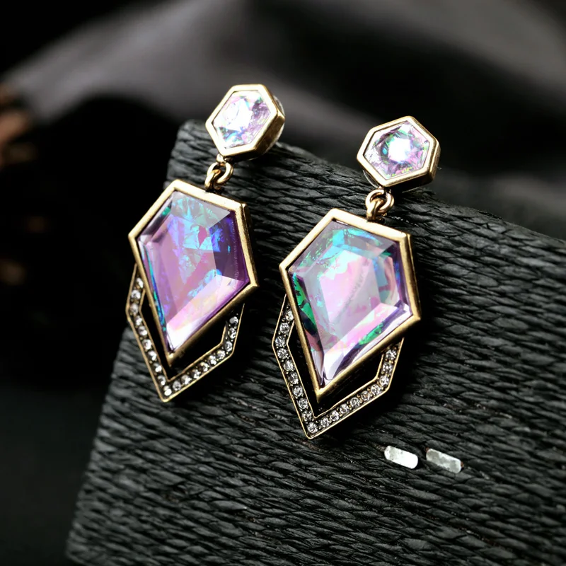 Женские Геометрические серьги Dazzle брендовые дизайнерские свисающие с имитацией